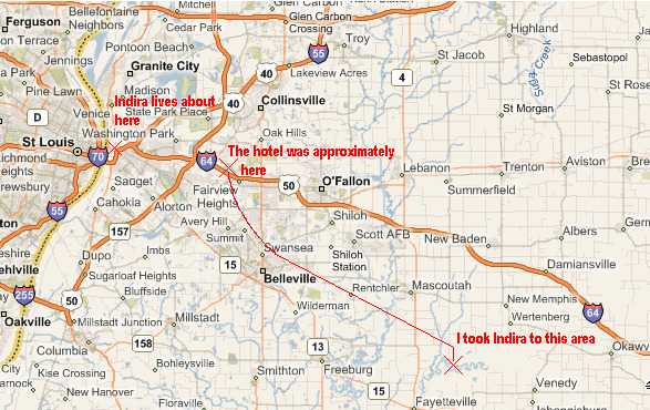 Route of Indira and my flight